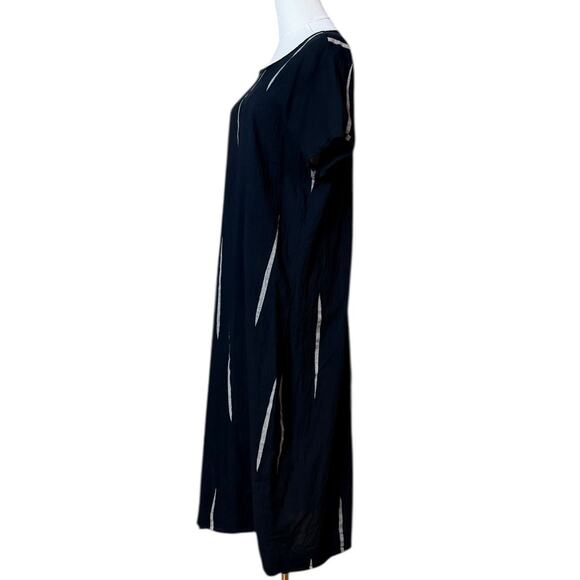 Uzi NYC Chai Dress Black Scratch Size M 100% Coarse Cotton with Wrinkle Effect - Picture 6 of 9